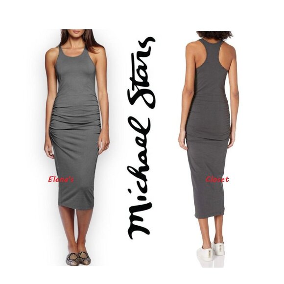 MICHAEL STARS RACERBACK MIDI DRESS sz S - Picture 1 of 8
